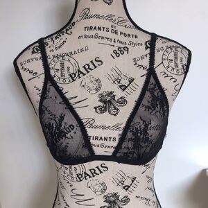 OUT FROM UNDER | Women's Black Sheer Floral Lace Triangle Bralette NWOT